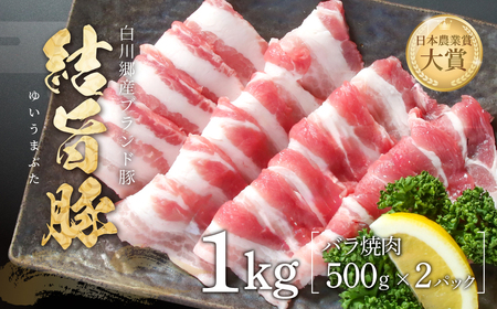 結旨豚 バラ焼肉 500g×2パック 計1kg 冷凍真空パック | 肉 お肉 豚肉 国産 焼肉用 白川郷 岐阜県 白川村 ブランド豚 人気 おすすめ ギフト 飛騨高山ミート 11000円 [MS009]