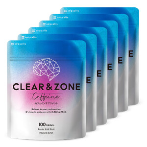 カフェインサプリメント Clear&ZONE クリアゾーン エナジードリンク味 ホスファチジルセリン プラズマローゲン 100錠入り 6袋 6ヶ月分