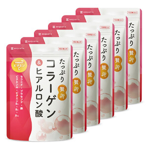 たっぷり贅沢 コラーゲン サプリ ヒアルロン酸 プラセンタ ビタミンC 配合 国内製造  6袋（6ヶ月分）