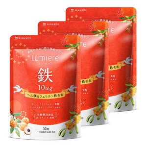 鉄分 サプリ ルミエル 鉄 10mg フェリチン鉄 ヘム鉄 葉酸 栄養機能食品 3袋(3ヶ月分)