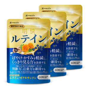 明快 ルテイン サプリメント 見ると認知をケアする機能性表示食品 ブルーベリー DHA 60粒入 3袋(3ヶ月分)