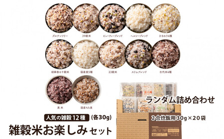 雑穀米お楽しみセット(人気の雑穀12種類ランダム詰め合わせ)(2合炊飯用30g×20袋)