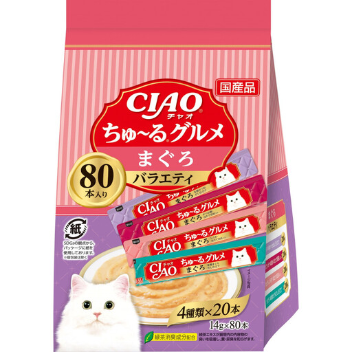 いなば CIAO猫ちゅ〜る まぐろグルメバラエティ480本(14gx80本x6袋入)(ケース)