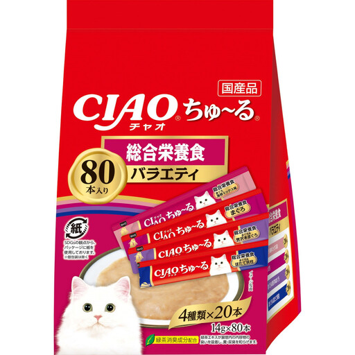 いなば CIAO猫ちゅ〜る 総合栄養食バラエティ480本(14gx80本x6袋入)(ケース)