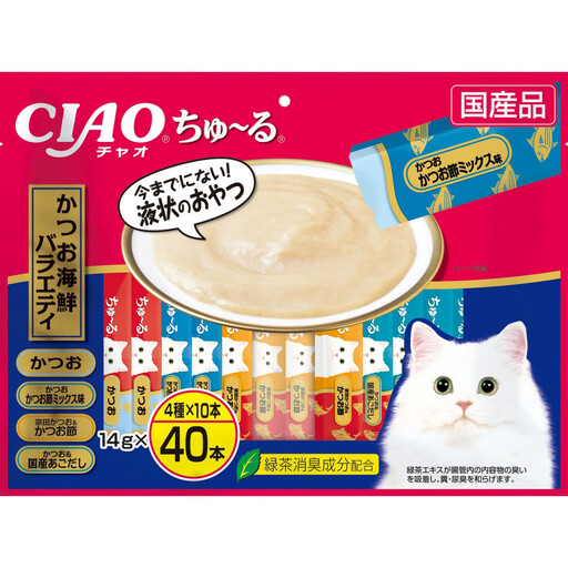 いなば CIAO猫ちゅ〜る かつお海鮮バラエティ320本(14gx40本x8袋入)(ケース)