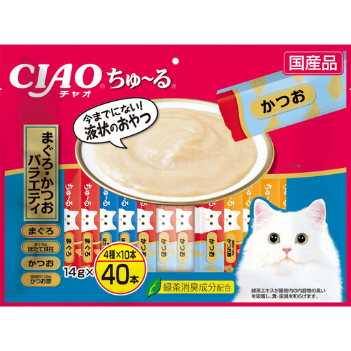 いなば CIAO猫ちゅ〜る まぐろ・かつおバラエティ320本(14gx40本x8袋入)(ケース)