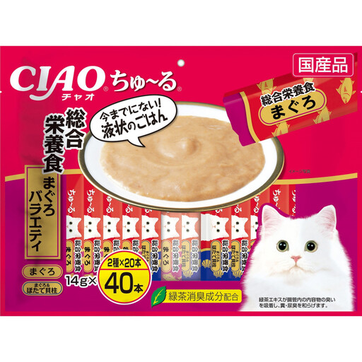 いなば CIAO猫ちゅ〜る 総合栄養食 まぐろバラエティ320本(14gx40本x8袋入)(ケース)