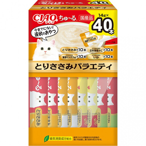 いなば CIAO猫ちゅ〜る とりささみバラエティ320本(14gx40本入りBOXx8袋入)(ケース)