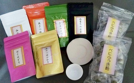 太田園の天竜茶 30g×6袋、茶皿×1個、茶飴×1袋