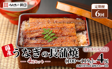 定期便6回[食べきりサイズ]ITI優秀味覚賞受賞]長蒲焼4尾セット[配送不可:離島]