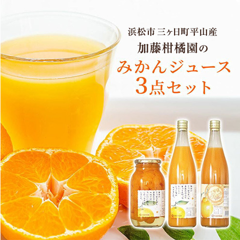 浜松市三ヶ日町平山産加藤柑橘園のみかんジュース3点セット ジュース シロップ漬け デコジュース みかん ミカン 不知火 青島みかん 柑橘 フルーツギフト 静岡 浜松市