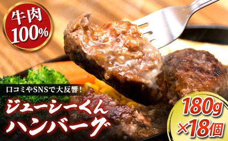 ジューシーくんハンバーグ 180g 18個 セット 詰め合わせ 牛肉100% ジューシーくん ハンバーグ 牛肉 牛 肉 お肉 加工品 加工食品 惣菜 お惣菜 焼くだけ 牛肉ハンバーグ 冷凍ハンバーグ 静岡 静岡県 浜松市