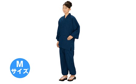 伝印　作務衣　　（ドット柄 綿100%)　紺・M 民芸品 工芸品 