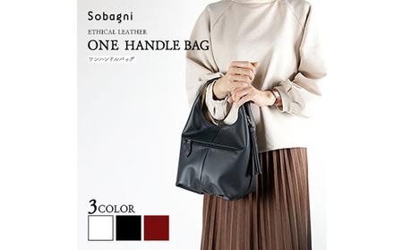 エシカルレザーSobagni ワンハンドル 2WAY バッグ ブラック