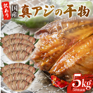 訳あり 真アジ 干物 5kg 約 50枚 ひもの 国産 あじ アジ 鯵 真あじ 冷凍 五十嵐水産 訳アリ 晩酌 おつまみ 簡単 お手軽 魚 魚介 干し魚 静岡 沼津