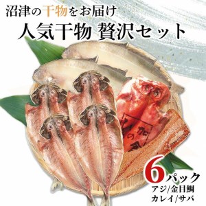 [価格改定予定]干物 4種 アジ 金目鯛 カレイ サバ 6パック 詰め合わせ 沼津 加倉水産 ギフト 贈答