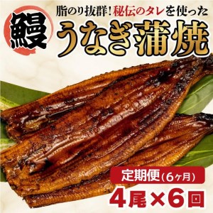 6ヶ月 定期便 まるが水産 脂ノリ抜群!うなぎの蒲焼き 4尾 中国産 ( ウナギ ウナギウナギ )