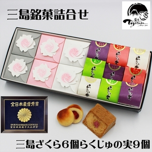 三島ざくら6個・らくじゅの実9個詰め合わせ[和菓子 お菓子 桃山風 栗餡 紫蘇餡 黒糖餡 さくら 桜 饅頭 カステラ スイーツ お祝い ご挨拶 ギフト 詰め合わせ 静岡県 三島市]