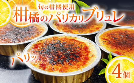 柑橘 クレームブリュレ パリカリブリュレ 4個 みかん スイーツ 菓子 お菓子 洋菓子 ブリュレ プリン 旬 オレンジ 季節 柑橘 ミカン フルーツ くだもの 果物 冷凍 デザート キャラメル クリームブリュレ 自家製 お取り寄せ 贈答 ギフト Delicieux 伊豆 静岡県 三島市