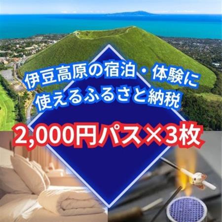 【伊豆高原】＼温泉・宿泊・体験に!/2,000円パス3枚セット【1733335】
