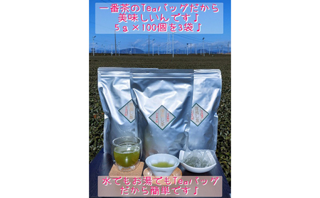 生産者直送♪ 深蒸し一番茶ティーバッグ100個入×3袋