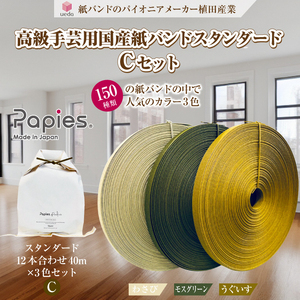 植田産業イチオシ 手芸用紙バンドPapies人気カラー12本合わせ40m×3種 Cセット [sf002-185]