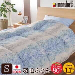 羽毛布団 シングル 150×210cm 日本製 リサイクルダウン 80%　ブルー_雑貨・日用品 毛布 寝具 _【1465865】