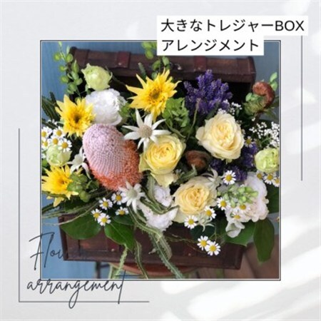 大きなトレジャーBOXのフラワーアレンジメント_花・観葉植物  花 _【配送不可地域：離島・北海道・九州】【1556862】