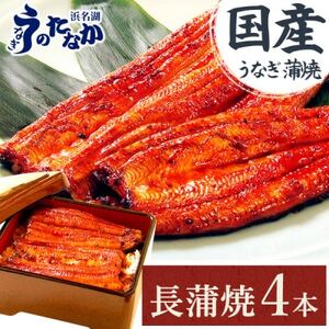 浜名湖・うなぎのたなかの長蒲焼き4本セット!ふっくら柔らか♪国産うなぎ長蒲焼※合計720g程度_魚介・海産物 ウナギ 鰻 国産 浜名湖 おすすめ ウナギ 蒲焼き 贈答 静岡県 人気 美味しい オススメ_[配送不可地域:離島]