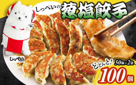 しっぺいの葱塩餃子 100個(50個×2袋)きわだつ旨み!磐田市特産品の長葱使用 国産ぎょうざ 冷凍_餃子 冷凍 大容量_[配送不可地域:離島]