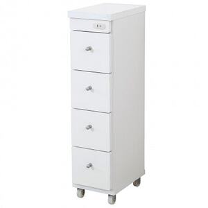 隙間収納ワゴン 幅20cm×奥行29cm RSW-2029W_収納 すき間 隙間 ワゴン キャスター ボックス 棚 スリム 幅20cm 引き出し キッチン 洗面所 リビング ランドリー ホワイト コンセント1口付 家具 完成品 送料無料_