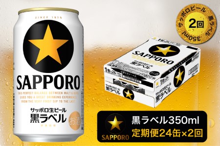 T0029-15502　【定期便 2回】黒ラベルビール 350ml&#215;1箱(24缶)【定期便】