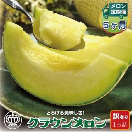 【毎月定期便】【訳あり】クラウンメロン 1玉 全5回【配送不可地域：離島・北海道・沖縄県】【4069731】