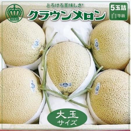 【一年中食べられる!】クラウンメロン (白等級) 大玉 5玉 静岡県産 高級 マスクメロン【配送不可地域：離島・北海道・沖縄県】【1104740】