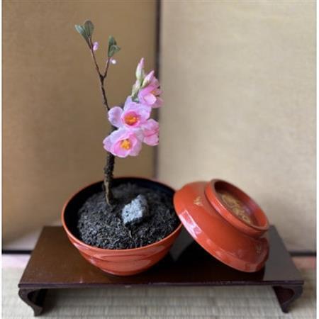 [春 桜]四季を彩る創作草もの盆栽(工芸品)〜工房 椿[配送不可地域:離島・北海道・沖縄県]