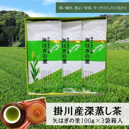 「矢はぎの里」100g×3本箱入り 掛川市産深蒸し茶 旨いっ!茶農家直送こだわりの味【配送不可地域：離島・沖縄県】【1601931】