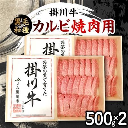 掛川牛(黒毛和種)カルビ焼肉用 500g×2(冷凍)【配送不可地域：離島・北海道・沖縄県・四国・九州】【1670602】