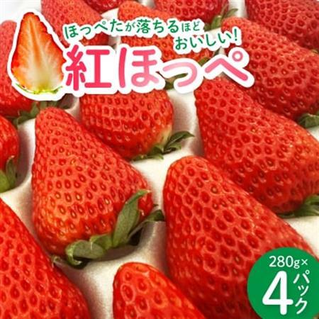 紅ほっぺ280g×4パック おいしい完熟いちご[配送不可地域:離島・北海道・沖縄県・四国・九州]