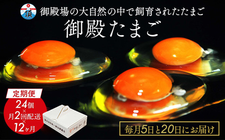 1年間定期便!「御殿たまご」赤たまご20個+破損保障分4個(6ヶ入P×4P)×月2回(5日着、20日着)×12ヵ月 全24回[御殿場こだわり推奨品] ※北海道、沖縄、離島への配送不可