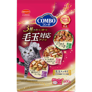 [ペットフード]日本ペットフード コンボ キャット 毛玉対応アソート 600g(120g×5袋入) ×12袋(ケース)