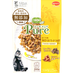 [ペットフード]日本ペットフード コンボ ピュアキャットドライ まぐろ味・角切りまぐろ・かつお節添え200g(100g×2袋入)×12袋(ケース)