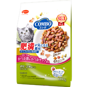 コンボ キャット 肥満が気になる猫用 まぐろ味・かつお節・かつおチップ添え 600g x12(ケース単位) キャットフード