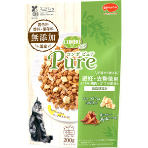 コンボ ピュア キャット 避妊・去勢後用 まぐろ味・鶏肉・かつお節添え 200g x12(ケース単位) キャットフード