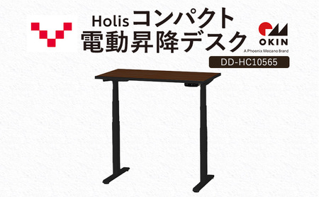 Holis コンパクト電動昇降デスク DD-HC10565-DB 机 デスク リモートワーク 在宅 テレワーク パソコンデスク 電動 昇降 ワークデスク 収納 書斎 静岡 袋井市