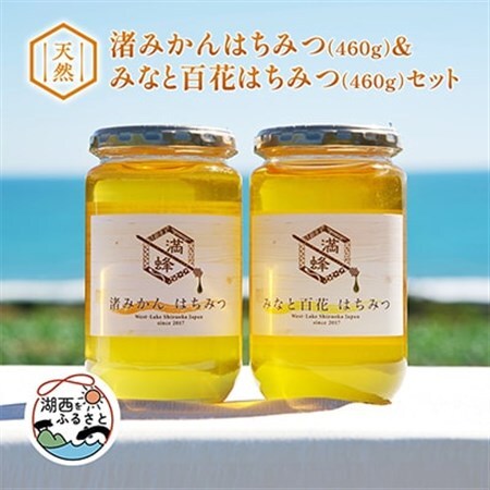 浜名湖ほとりで採れた天然はちみつ 渚みかんはちみつ・みなと百花はちみつ 各460g 2本セット_調味料 はちみつ  ハチミツ 蜂蜜_【1394028】
