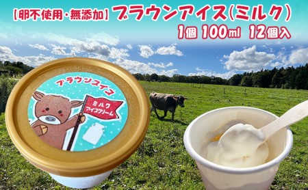 [卵不使用・無添加]ブラウンアイス(100ml)12個セット 北海道 南富良野町 アイス デザート おやつ 無添加 バニラアイス バニラ アイスクリーム