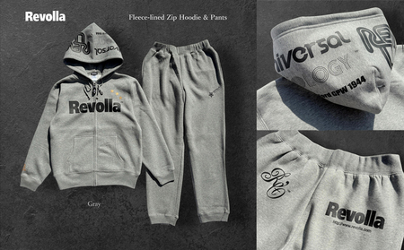 [グレー] ふっくら 暖かい ジップフーディー&パンツ[ロゴ&スタータイプ] 裏起毛仕様 静岡県 牧之原市 REVOLLA