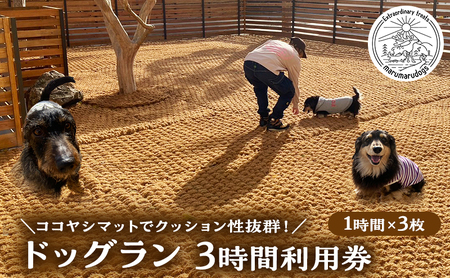 MARUMARUDOGS ドックラン 3時間利用券 1時間×3枚セット 人1人+犬1頭 チケット 犬 ペット 体験 施設 施設利用券 ラン コイヤーグラウンド 天然素材 静岡県 河津町