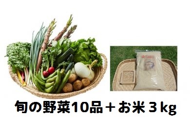 湯の花　旬の野菜とお米３kgセット