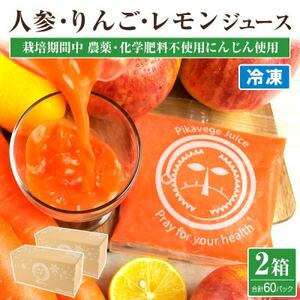 冷凍無添加にんじんりんごレモンジュース 2箱(合計60パック) 栽培期間中農薬/化学肥料不使用の人参[配送不可地域:離島]